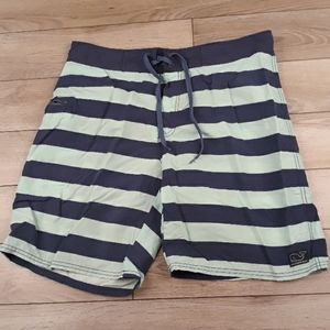 VINEYARD VINES Green Navy Striped Pattern Mens Sz 33 Swim Board‎ Shorts